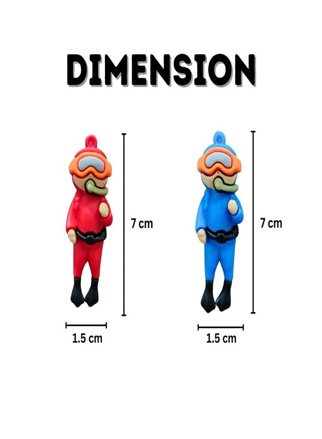 PET FUN Floating Diver Aquarium Decoration for Fish Tank | 2 Pcs Resin Diver Ornament with Bubble String | Safe for Fish & Aquatic Pets | Aquarium Accessories for Tank Decoration (Red & Blue) - Image 2